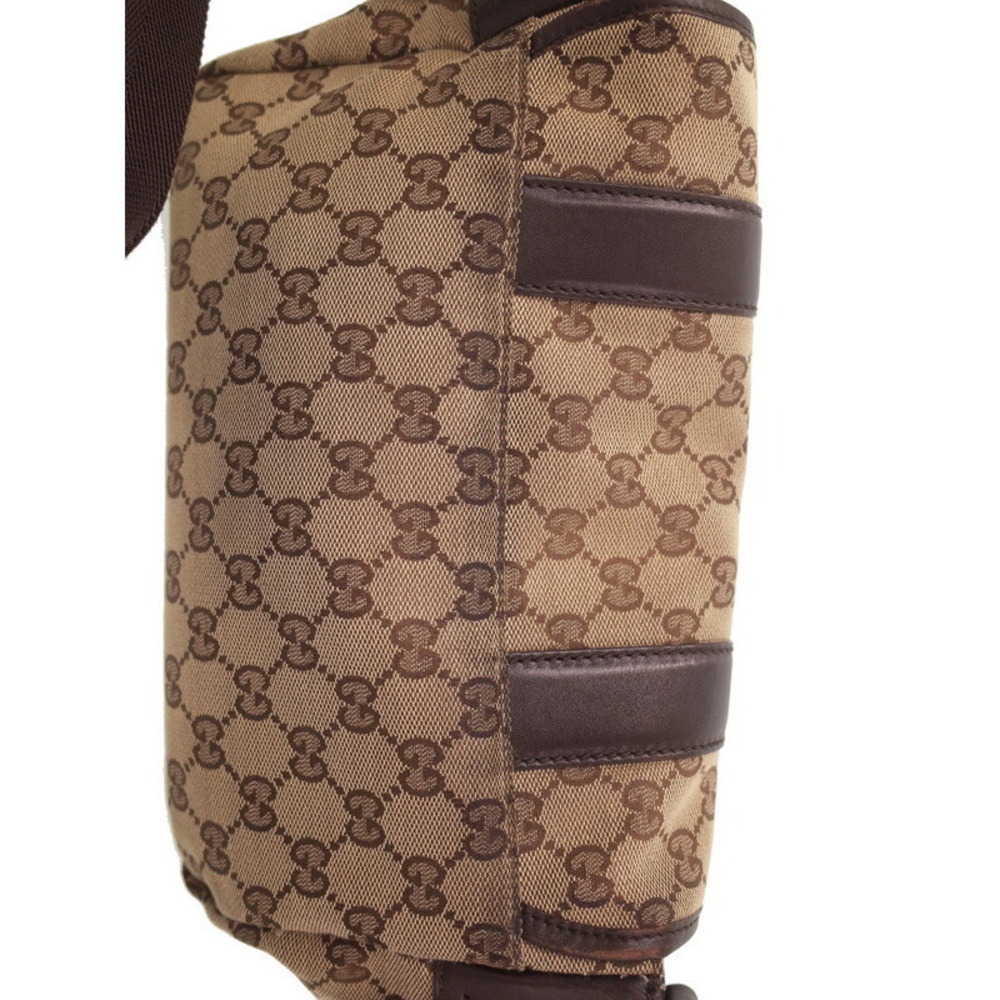 Gucci Perforated Brown Messenger GG Bag Leather Crossbody Canvas - Picture 8 of 9